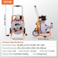 Μηχάνημα καθαρισμού αποχέτευσης VEVOR 22m x 13mm, Αυτόματη τροφοδοσία αποχετευτικών στραγγιστηρίων σε ρόδες, φορητό μηχάνημα καθαρισμού αποχέτευσης με 8 κόφτες & διακόπτης ποδιών με ενεργοποίηση αέρα για σωλήνες 50mm έως 150mm