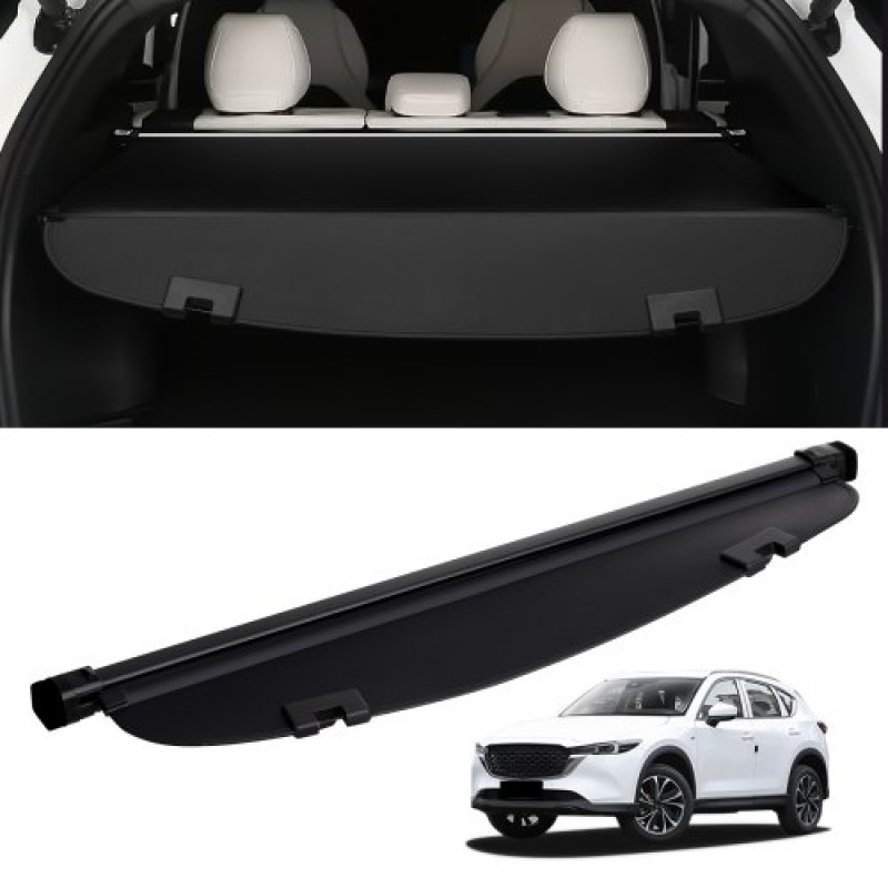 Πτυσσόμενο κάλυμμα φορτίου VEVOR για Mazda, αναβαθμισμένο αδιάβροχο κάλυμμα πορτμπαγκάζ ασπίδα ασφαλείας για Mazda CX-5 2017-2025 5-θέσιο, κάλυμμα πίσω πορτμπαγκάζ ανθεκτικό στην υπεριώδη ακτινοβολία, κράμα αλουμινίου & υφή δέρματος από PVC