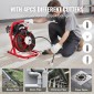 Μηχάνημα καθαρισμού αποχέτευσης VEVOR 23m x 13mm, Χειροκίνητη τροφοδοσία Sewer Snake Auger with 4 Cutters & ποδοδιακόπτης που ενεργοποιείται με αέρα για σωλήνες 50mm έως 150mm