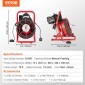 Μηχάνημα καθαρισμού αποχέτευσης VEVOR 23m x 13mm, Χειροκίνητη τροφοδοσία Sewer Snake Auger with 4 Cutters & ποδοδιακόπτης που ενεργοποιείται με αέρα για σωλήνες 50mm έως 150mm