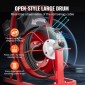 Μηχάνημα καθαρισμού αποχέτευσης VEVOR 15m x 8mm, Αυτόματη τροφοδοσία αποχετευτικού τρυπανιού φιδιού με 4 κόφτες & διακόπτης ποδιών με λειτουργία αέρα για σωλήνες 50mm έως 100mm