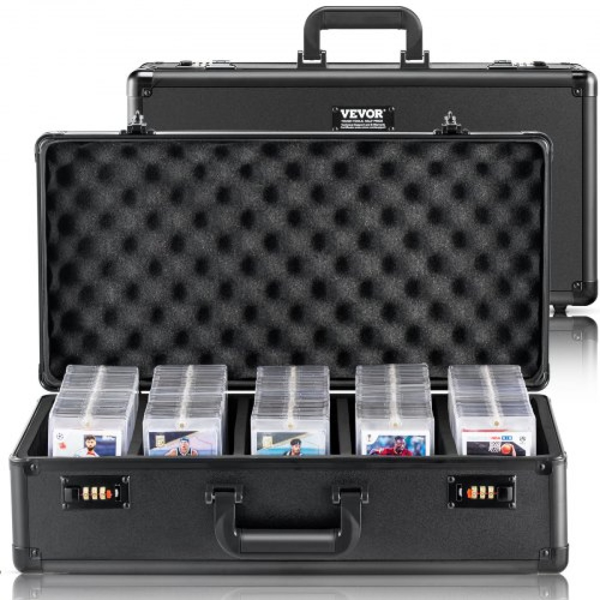 Κουτί αποθήκευσης VEVOR Graded Card Storage Box, 5 Slots, Graded Sports Card Holder case with Coded Lock Foam Dividers, for 162 Graded Card PSA 115 BGS Cards 130 SGC cards 585 Top Loaders or 999+ Loose Cards