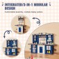 VEVOR Kids Kitchen Playset, 3-in-1 Toddler Kitchen with Simulated Spray, Sounds and Lights, Play Kitchen Set with 74 τμχ Σετ αξεσουάρ μαγειρικής για νήπια, παιδιά προσχολικής ηλικίας, παιδιά 3-8 ετών, μπλε