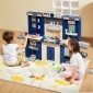VEVOR Kids Kitchen Playset, 3-in-1 Toddler Kitchen with Simulated Spray, Sounds and Lights, Play Kitchen Set with 74 τμχ Σετ αξεσουάρ μαγειρικής για νήπια, παιδιά προσχολικής ηλικίας, παιδιά 3-8 ετών, μπλε
