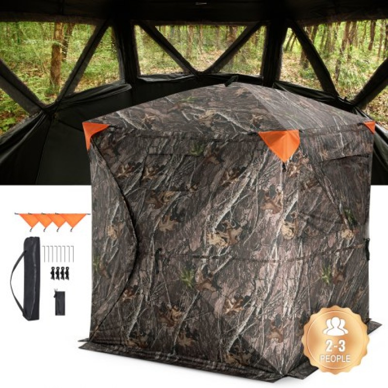 VEVOR Hunting Blind, 270° Ground Blind, Pop Up Deer Blind 2-3 ατόμων για κυνήγι με τσάντα μεταφοράς, φορητή ελαστική σκηνή κυνηγιού, 3 οριζόντια παράθυρα για τη Τουρκία και το κυνήγι ελαφιού