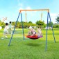Σετ Swing VEVOR για πίσω αυλή, σετ ταλάντευσης χωρητικότητας 440 lbs, 40" Swing κάθισμα πιατάκι με μεταλλική βάση βαρέως τύπου A-πλαισίου και ρυθμιζόμενο σχοινί, εύκολο στη συναρμολόγηση, σετ αιώρησης εξωτερικού χώρου για παιδιά