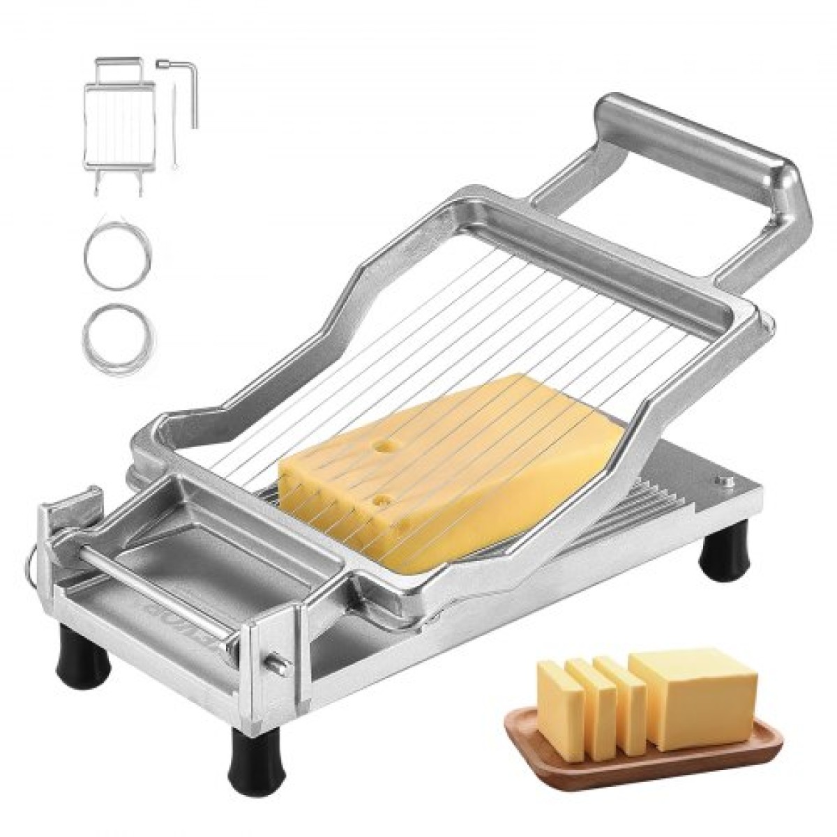 Τυροκόφτης VEVOR με σύρμα, 0,39" & 0,78" λεπίδα κοπής Cheeser Butter, Αποσπώμενο σύρμα κοπής τυριού, Εμπορικός κόφτης τυριών από κράμα αλουμινίου με σύρμα μαχαιριού από ανοξείδωτο ατσάλι 316, μαγείρεμα κουζίνας