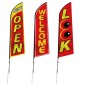VEVOR Open Flags με Pole Kit, Advertising Flags για επιχειρήσεις εκτός, Advertising Feather Flag Kit, 3 Flags (Open, Look, Welcome), 3 Poles, 3 Ground Stakes, Swooper Flags για επιχειρήσεις 16,3 FT