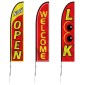 VEVOR Open Flags με Pole Kit, Advertising Flags για επιχειρήσεις εκτός, Advertising Feather Flag Kit, 3 Flags (Open, Look, Welcome), 3 Poles, 3 Ground Stakes, Swooper Flags για επιχειρήσεις 16,3 FT