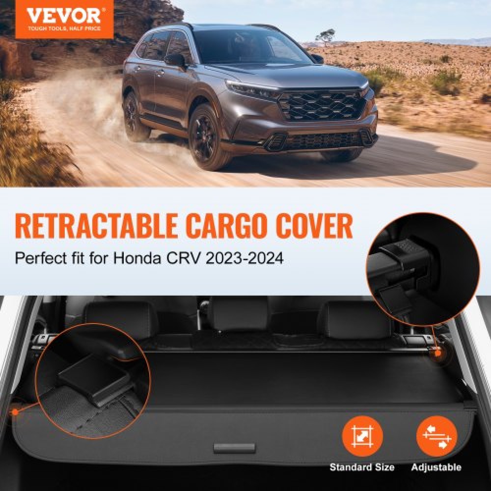 Πτυσσόμενο κάλυμμα φορτίου VEVOR για Honda, αναβαθμισμένο αδιάβροχο κάλυμμα πορτμπαγκάζ Ασπίδα ασφαλείας για Honda CRV 2023-2025 5θέσιο, ανθεκτικό στην υπεριώδη ακτινοβολία κάλυμμα πίσω πορτμπαγκάζ με κράμα αλουμινίου & δέρμα PVC