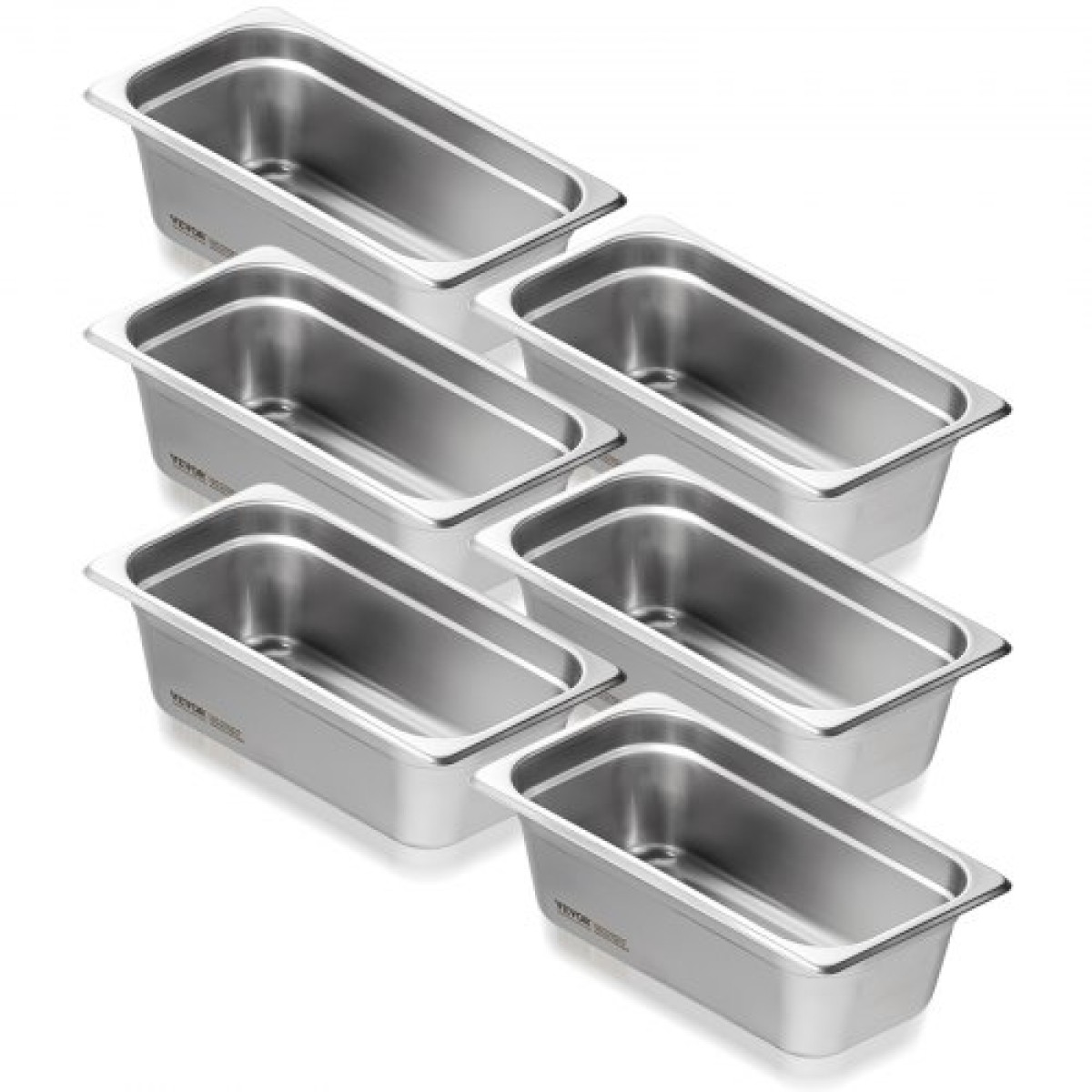 VEVOR 6 Pack Pans Hotel, 1/3 Size Anti-Jam Steam Pan, 0,8mm πάχος από ανοξείδωτο ατσάλι Επιτραπέζιο ταψί εστιατορίου, 4 ιντσών βαθύ εμπορικό επιτραπέζιο τηγάνι, τροφοδοσία αποθήκευσης τροφίμων, για βιομηχανική και επιστημονική