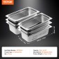 VEVOR 6 Pack Pans Hotel, 1/3 Size Anti-Jam Steam Pan, 0,8mm πάχος από ανοξείδωτο ατσάλι Επιτραπέζιο ταψί εστιατορίου, 4 ιντσών βαθύ εμπορικό επιτραπέζιο τηγάνι, τροφοδοσία αποθήκευσης τροφίμων, για βιομηχανική και επιστημονική