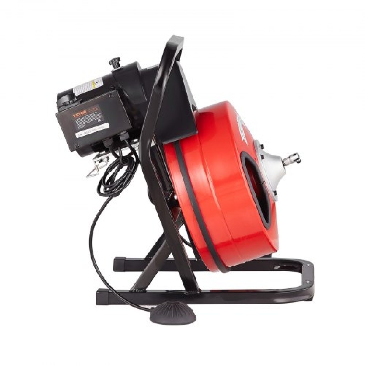 Μηχάνημα καθαρισμού αποχέτευσης VEVOR 15m x 13mm, Χειροκίνητη τροφοδοσία αποχετευτικού τρυπανιού φιδιού με 4 κόφτες & διακόπτη ποδιού ενεργοποιούμενο με αέρα για σωλήνες 50mm έως 150mm