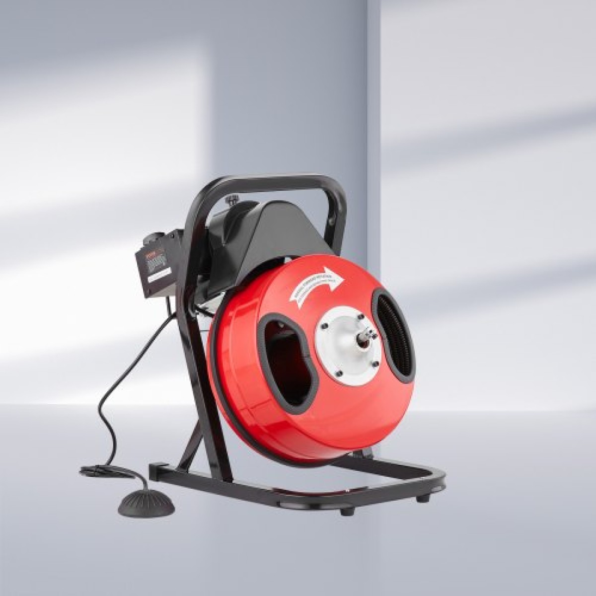Μηχάνημα καθαρισμού αποχέτευσης VEVOR 15m x 13mm, Χειροκίνητη τροφοδοσία αποχετευτικού τρυπανιού φιδιού με 4 κόφτες & διακόπτη ποδιού ενεργοποιούμενο με αέρα για σωλήνες 50mm έως 150mm
