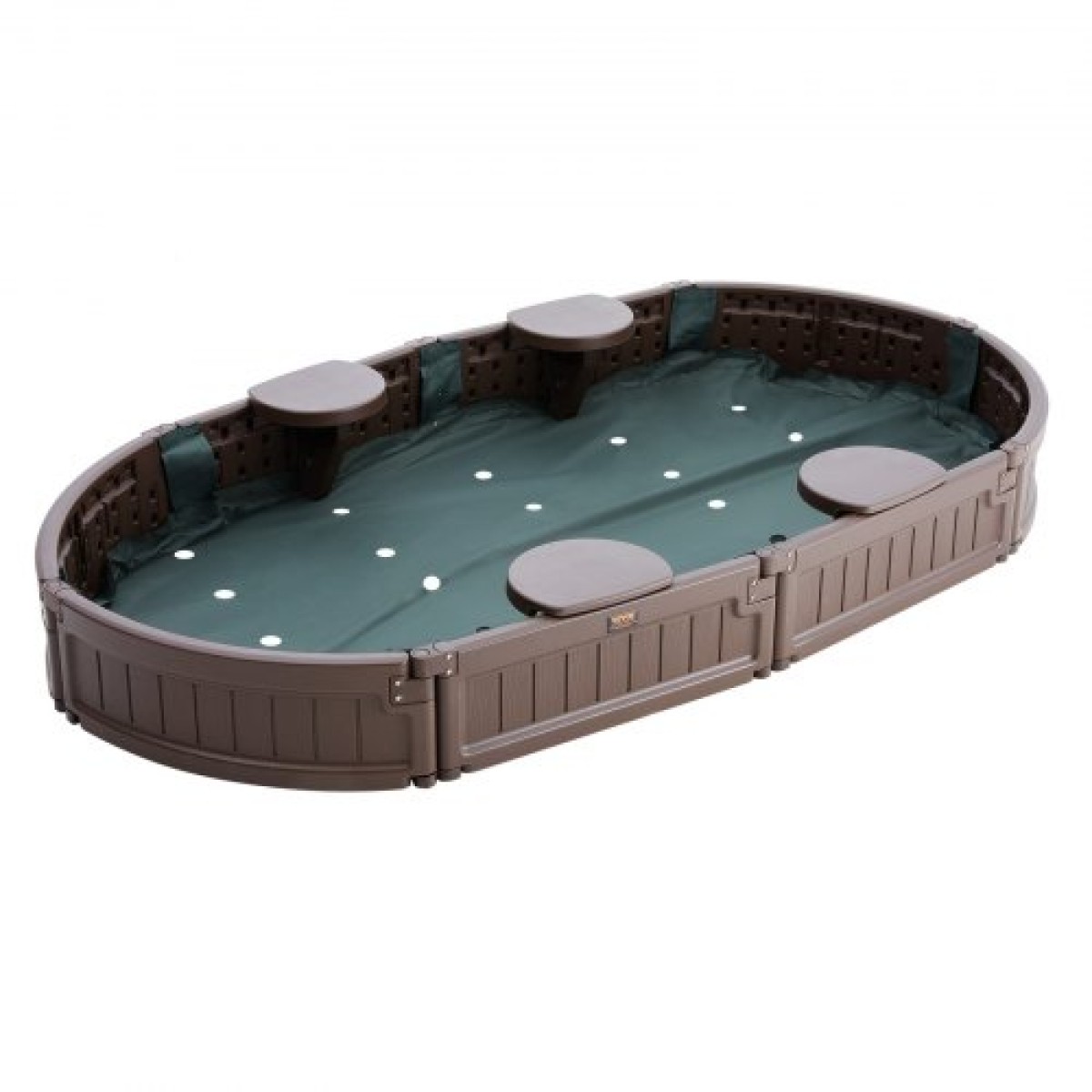 VEVOR Sandbox με κάλυμμα, 72 x 41,5 x 9,1 σε Oval Sand Box, HDPE Sand Pit με 4 γωνιακά καθίσματα και κάτω επένδυση, Παιδικό sandbox για υπαίθρια αυλή, παραλία, πάρκο, δώρο για αγόρια, κορίτσια 3-12 ετών, καφέ