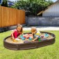 VEVOR Sandbox με κάλυμμα, 72 x 41,5 x 9,1 σε Oval Sand Box, HDPE Sand Pit με 4 γωνιακά καθίσματα και κάτω επένδυση, Παιδικό sandbox για υπαίθρια αυλή, παραλία, πάρκο, δώρο για αγόρια, κορίτσια 3-12 ετών, καφέ