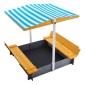 VEVOR Ξύλινο Sandbox με κουβούκλιο, 57,3 x 47,2 x 47,2 σε Sand Box, Sand Pit με πτυσσόμενα καθίσματα πάγκου και κάτω επένδυση, φυσικό ξύλο sandbox για παιδιά για εξωτερική αυλή, παραλία, πάρκο, δώρο για ηλικίες 3-12