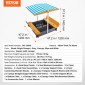 VEVOR Ξύλινο Sandbox με κουβούκλιο, 57,3 x 47,2 x 47,2 σε Sand Box, Sand Pit με πτυσσόμενα καθίσματα πάγκου και κάτω επένδυση, φυσικό ξύλο sandbox για παιδιά για εξωτερική αυλή, παραλία, πάρκο, δώρο για ηλικίες 3-12