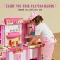 VEVOR Kids Kitchen Playset, 3-in-1 Toddler Kitchen with Simulated Spray, Sounds and Lights, Play Kitchen Set with 74 PCS Σετ αξεσουάρ μαγειρικής για νήπια, παιδιά προσχολικής ηλικίας, παιδιά 3-8 ετών, ροζ