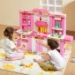 VEVOR Kids Kitchen Playset, 3-in-1 Toddler Kitchen with Simulated Spray, Sounds and Lights, Play Kitchen Set with 74 PCS Σετ αξεσουάρ μαγειρικής για νήπια, παιδιά προσχολικής ηλικίας, παιδιά 3-8 ετών, ροζ
