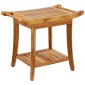 Πάγκος ντους VEVOR Teak, 22 x 14,4 x 18,5 ίντσες, αδιάβροχο ξύλινο σκαμπό ντους με αντιολισθητικά πόδια λαβής ραφιού αποθήκευσης, Μέγιστο φορτίο 300 lbs Κάθισμα καρέκλας ντους, για χρήση σε εσωτερικό και εξωτερικό μπάνιο