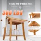 Πάγκος ντους VEVOR Teak, 22 x 14,4 x 18,5 ίντσες, αδιάβροχο ξύλινο σκαμπό ντους με αντιολισθητικά πόδια λαβής ραφιού αποθήκευσης, Μέγιστο φορτίο 300 lbs Κάθισμα καρέκλας ντους, για χρήση σε εσωτερικό και εξωτερικό μπάνιο
