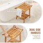 Πάγκος ντους VEVOR Teak, 22 x 14,4 x 18,5 ίντσες, αδιάβροχο ξύλινο σκαμπό ντους με αντιολισθητικά πόδια λαβής ραφιού αποθήκευσης, Μέγιστο φορτίο 300 lbs Κάθισμα καρέκλας ντους, για χρήση σε εσωτερικό και εξωτερικό μπάνιο