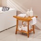Πάγκος ντους VEVOR Teak, 22 x 14,4 x 18,5 ίντσες, αδιάβροχο ξύλινο σκαμπό ντους με αντιολισθητικά πόδια λαβής ραφιού αποθήκευσης, Μέγιστο φορτίο 300 lbs Κάθισμα καρέκλας ντους, για χρήση σε εσωτερικό και εξωτερικό μπάνιο