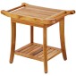 Πάγκος ντους VEVOR Teak, 22 x 14,4 x 18,5 ίντσες, αδιάβροχο ξύλινο σκαμπό ντους με αντιολισθητικά πόδια λαβής ραφιού αποθήκευσης, Μέγιστο φορτίο 300 lbs Κάθισμα καρέκλας ντους, για χρήση σε εσωτερικό και εξωτερικό μπάνιο