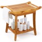 Πάγκος ντους VEVOR Teak, 22 x 14,4 x 18,5 ίντσες, αδιάβροχο ξύλινο σκαμπό ντους με αντιολισθητικά πόδια λαβής ραφιού αποθήκευσης, Μέγιστο φορτίο 300 lbs Κάθισμα καρέκλας ντους, για χρήση σε εσωτερικό και εξωτερικό μπάνιο