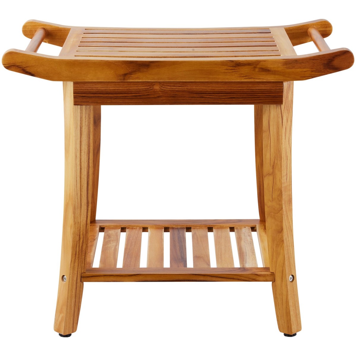 Πάγκος ντους VEVOR Teak, 22 x 14,4 x 18,5 ίντσες, αδιάβροχο ξύλινο σκαμπό ντους με αντιολισθητικά πόδια λαβής ραφιού αποθήκευσης, Μέγιστο φορτίο 300 lbs Κάθισμα καρέκλας ντους, για χρήση σε εσωτερικό και εξωτερικό μπάνιο
