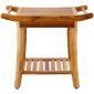 Πάγκος ντους VEVOR Teak, 22 x 14,4 x 18,5 ίντσες, αδιάβροχο ξύλινο σκαμπό ντους με αντιολισθητικά πόδια λαβής ραφιού αποθήκευσης, Μέγιστο φορτίο 300 lbs Κάθισμα καρέκλας ντους, για χρήση σε εσωτερικό και εξωτερικό μπάνιο