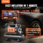 VEVOR 12V Heavy Duty Air Compressor with 6L Tank Kit, 6,35 CFM Portable Tire Inflator, 150 PSI Offroad Air Compressor with Digital Pressure Mauge Tire Inflator for Trucks Car SUV 4 x 4 Vehicle RV