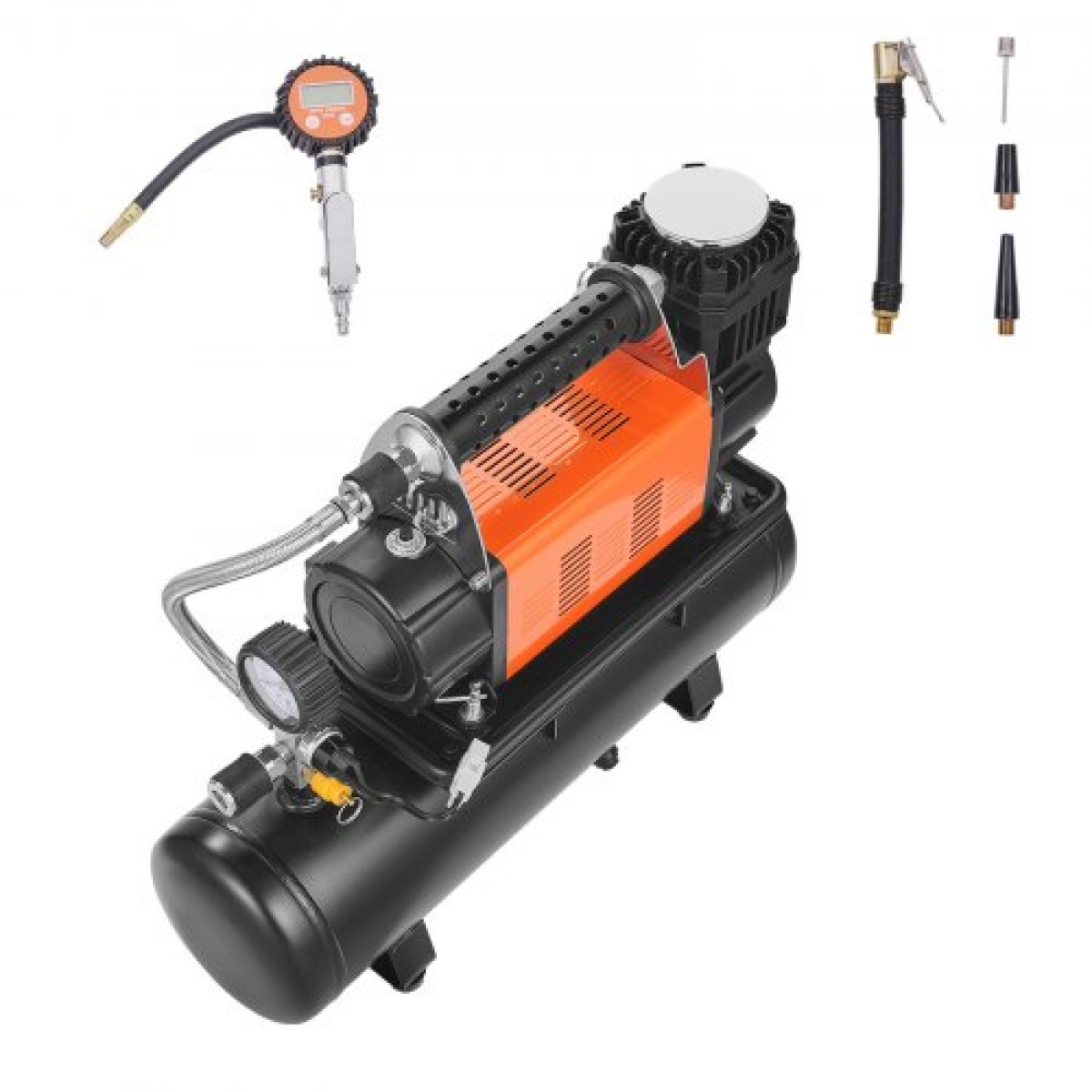 VEVOR 12V Heavy Duty Air Compressor with 6L Tank Kit, 6,35 CFM Portable Tire Inflator, 150 PSI Offroad Air Compressor with Digital Pressure Mauge Tire Inflator for Trucks Car SUV 4 x 4 Vehicle RV