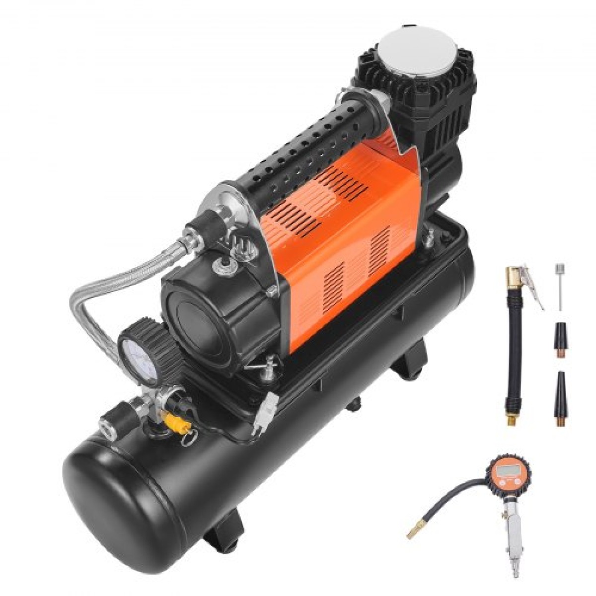 VEVOR 12V Heavy Duty Air Compressor with 6L Tank Kit, 6,35 CFM Portable Tire Inflator, 150 PSI Offroad Air Compressor with Digital Pressure Mauge Tire Inflator for Trucks Car SUV 4 x 4 Vehicle RV