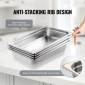 VEVOR 4 Pack Pans Hotel, Full Size Anti-Jam Steam Pan with Kap, 0,8mm πάχος από ανοξείδωτο ατσάλι Επιτραπέζιο ταψί 4 ιντσών, Βαθύ Εμπορικό Τηγάνι 4 ιντσών, Αποθηκευτικό τηγάνι τροφοδοσίας, για βιομηχανικό και επιστημονικό