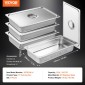 VEVOR 4 Pack Pans Hotel, Full Size Anti-Jam Steam Pan with Kap, 0,8mm πάχος από ανοξείδωτο ατσάλι Επιτραπέζιο ταψί 4 ιντσών, Βαθύ Εμπορικό Τηγάνι 4 ιντσών, Αποθηκευτικό τηγάνι τροφοδοσίας, για βιομηχανικό και επιστημονικό