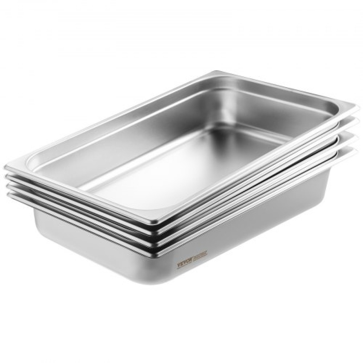 VEVOR 4 Pack Pans Hotel, Full Size Anti-Jam Steam Pan with Kap, 0,8mm πάχος από ανοξείδωτο ατσάλι Επιτραπέζιο ταψί 4 ιντσών, Βαθύ Εμπορικό Τηγάνι 4 ιντσών, Αποθηκευτικό τηγάνι τροφοδοσίας, για βιομηχανικό και επιστημονικό