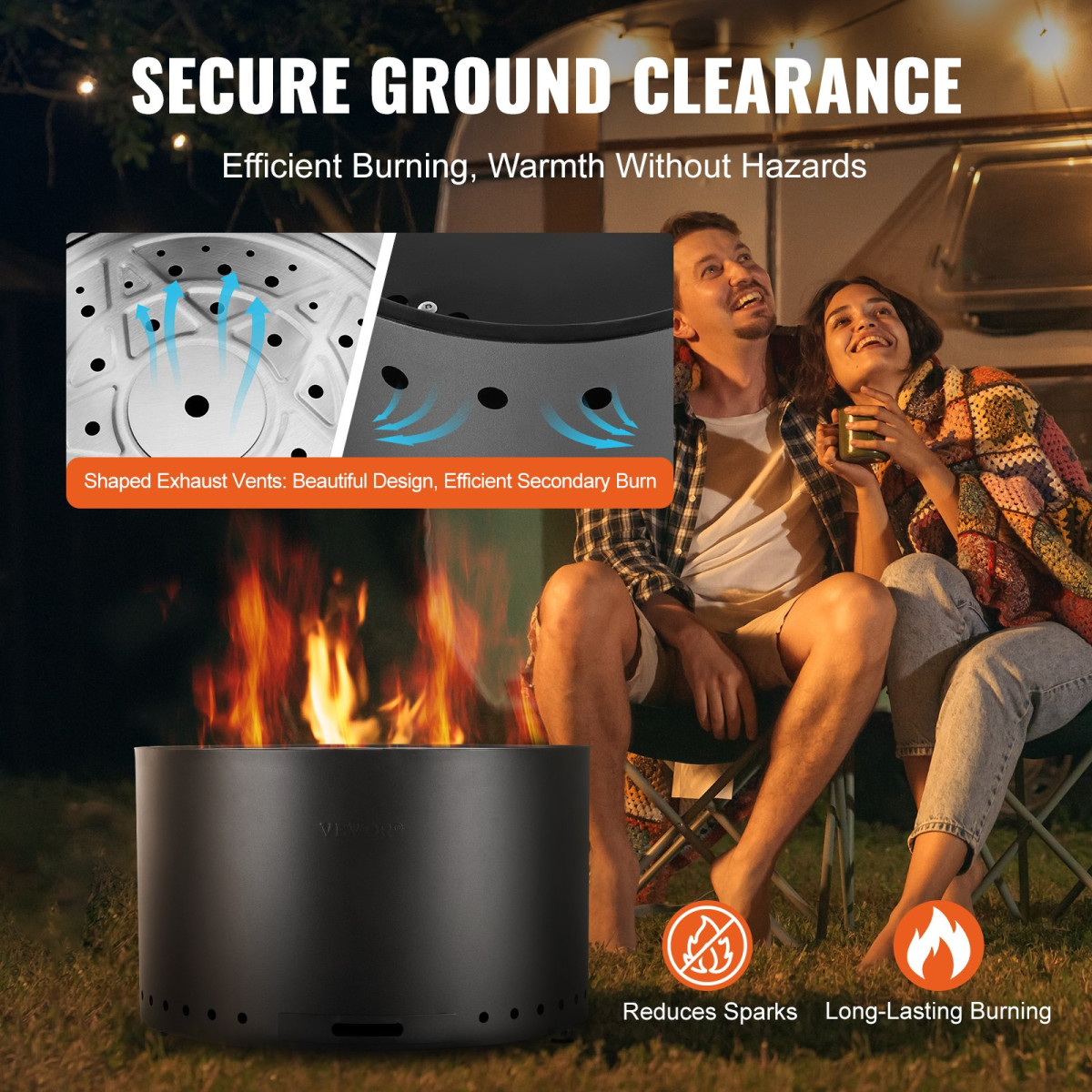 VEVOR Smokeless Fire Pit Stove Bonfire 71,1 cm Dia Wood Καύση Ανοξείδωτο
