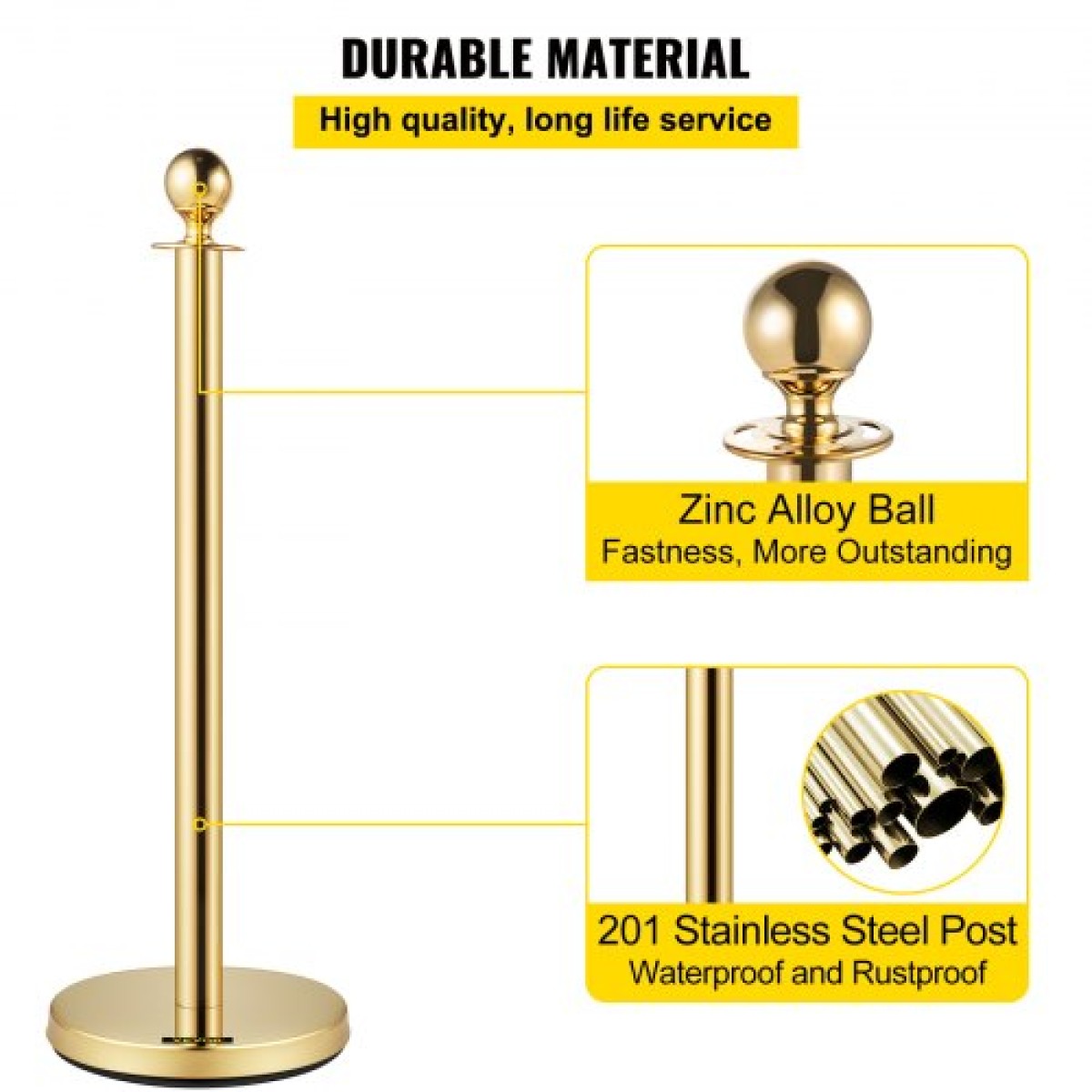 VEVOR Stanchion Post με Velvet Rope, 6-pack Crowd Control Stanchion with 4PCS 5FT Red Velvet Ropes, inox Queue Barrier Line Divier with Ball Top για εκδηλώσεις, μουσεία, πάρτι