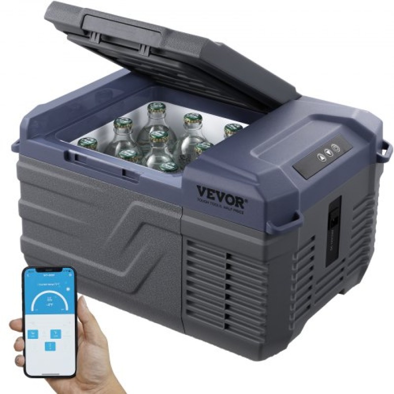 Ψυγείο αυτοκινήτου VEVOR, Ψυγείο αυτοκινήτου 12 Volt, Φορητός καταψύκτης 9 L μονής ζώνης, -4℉-68℉ Ρυθμιζόμενο εύρος, 12/24V DC και 100-240V AC ψύκτη συμπιεστή για εξωτερικούς χώρους, κάμπινγκ, RV