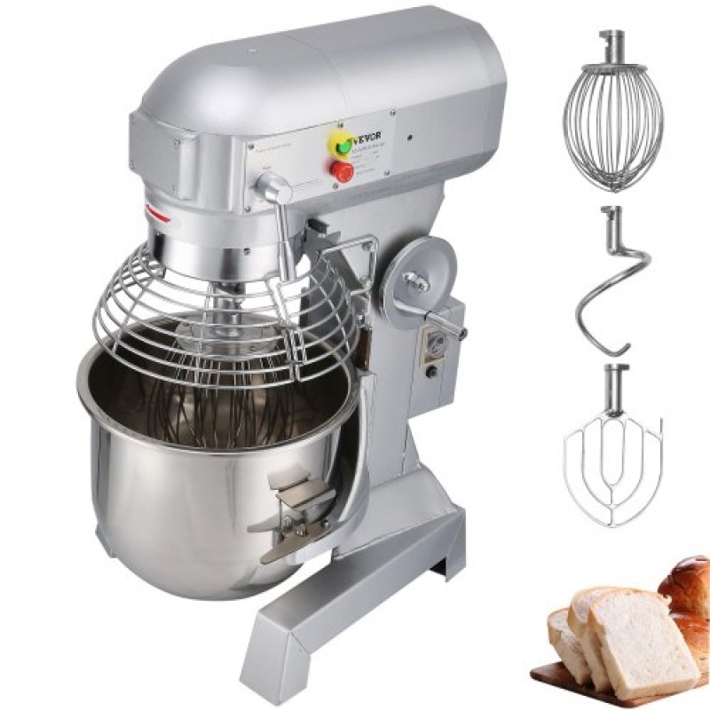 Μίξερ κουζίνας VEVOR Industrial Kitchen 15Qt 600W, 3 ταχύτητες ταχύτητας (110/178/390 RPM), Ανθεκτικό 110V, Περιλαμβάνει ανοξείδωτο μπολ, γάντζο ζύμης, σύρμα, χτυπητήρι, ιδανικό για εκπαιδευτικά ιδρύματα, αρτοποιεία, εστιατόρια