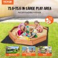 VEVOR Ξύλινο Sandbox με κάλυμμα, 75,6 x 75,6 x 9,1 σε οκταγωνικό Sand Box, Sand Pit με 4 καθίσματα και κάτω επένδυση, Παιδικό sandbox για εξωτερική αυλή, παραλία, πάρκο, δώρο για αγόρια, κορίτσια ηλικίας 3-12