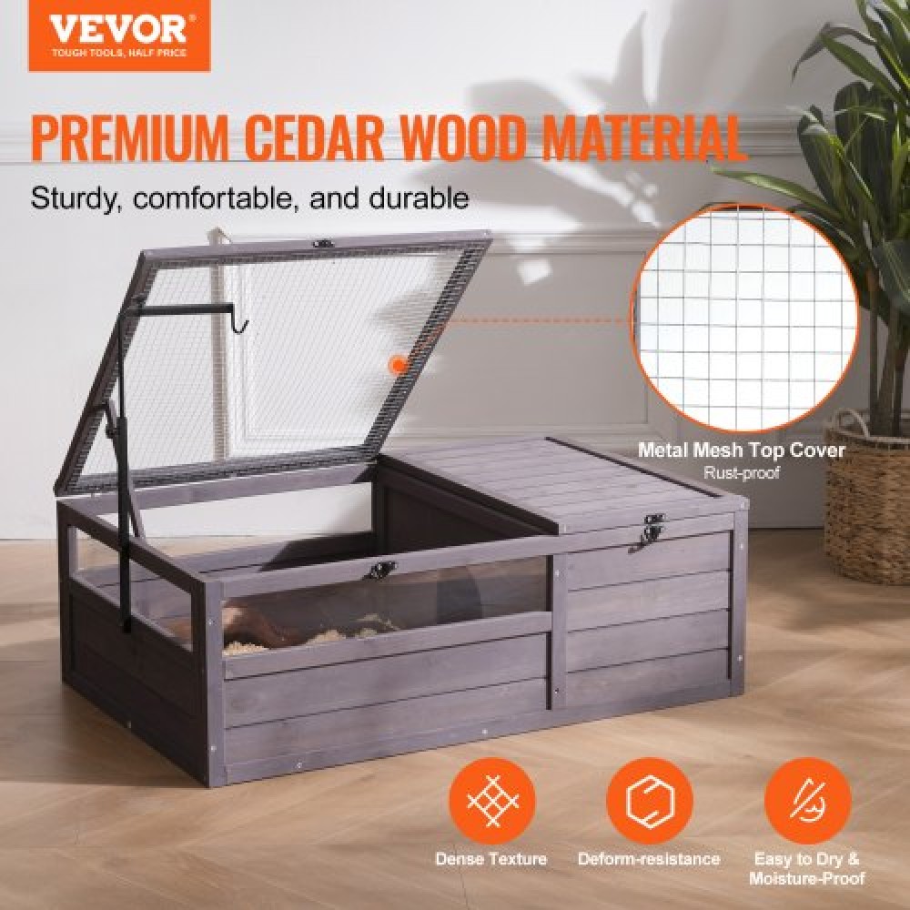 VEVOR Χελώνα Habitat, Ξύλινο Σπίτι Χελώνας Εσωτερικό & Εξωτερικό, Περίβλημα χελώνας με ρυθμιζόμενη θήκη λάμπας, 2 δωματίων περίβλημα ερπετών Μικρό κλουβί ζώων για Gecko, Lizard, Snake 38x24x13 ιντσών