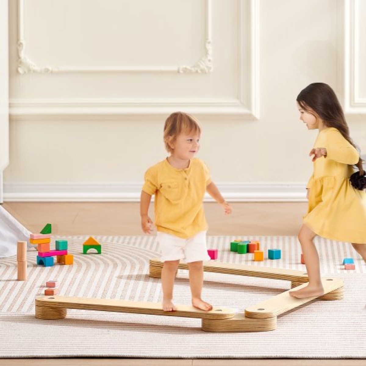Βήμα πέτρες VEVOR Balance Beam, 3 ΤΕΜ Ξύλινες σανίδες ισορροπίας για μικρά παιδιά, παιχνίδι Montessori για παιδιά 2-6 ετών, Build Coordination and Gross Motor Skills, Γυμναστική σε εσωτερικούς & εξωτερικούς χώρους για κορίτσια Δώρο