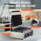 Εμπορική σχάρα Panini VEVOR, Ηλεκτρικό σάντουιτς Panini Maker 2200W, Ανοξείδωτη ψησταριά σάντουιτς με χειρολαβή και έλεγχο θερμοκρασίας, 34x23 cm Πλήρης αυλάκωση εμαγιέ πλάκα, για μπριζόλα χάμπουργκερ μπέικον