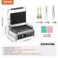 Εμπορική σχάρα Panini VEVOR, Ηλεκτρικό σάντουιτς Panini Maker 2200W, Ανοξείδωτη ψησταριά σάντουιτς με χειρολαβή και έλεγχο θερμοκρασίας, 34x23 cm Πλήρης αυλάκωση εμαγιέ πλάκα, για μπριζόλα χάμπουργκερ μπέικον