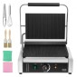 Εμπορική σχάρα Panini VEVOR, Ηλεκτρικό σάντουιτς Panini Maker 2200W, Ανοξείδωτη ψησταριά σάντουιτς με χειρολαβή και έλεγχο θερμοκρασίας, 34x23 cm Πλήρης αυλάκωση εμαγιέ πλάκα, για μπριζόλα χάμπουργκερ μπέικον