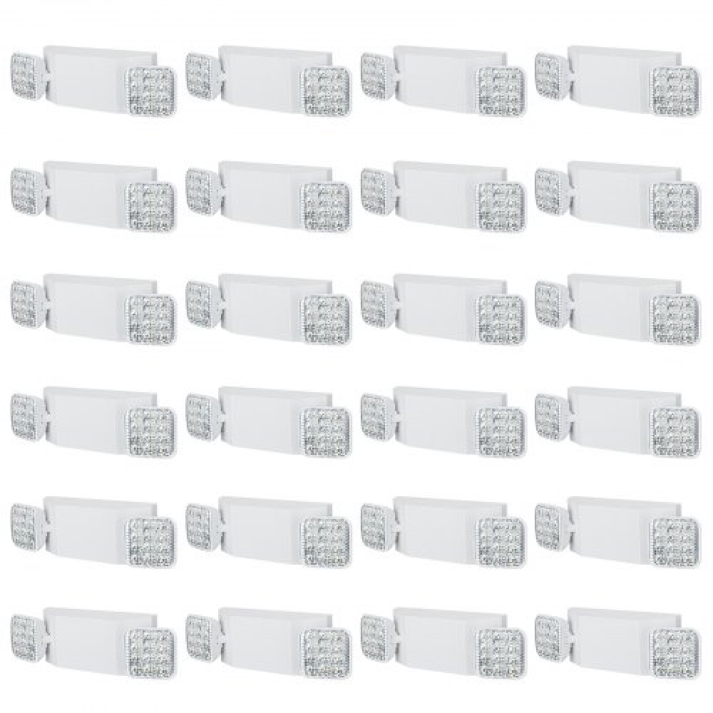 VEVOR 24 Pack Εμπορικό φως έκτακτης ανάγκης, 3W, Λευκό LED φωτιστικά για έξοδο έκτακτης ανάγκης με εφεδρική μπαταρία 180 λεπτών ρυθμιζόμενη 2 LED τετράγωνη βάση κεφαλής, οροφής ή τοίχου για διακοπές ρεύματος σε επιχειρήσεις