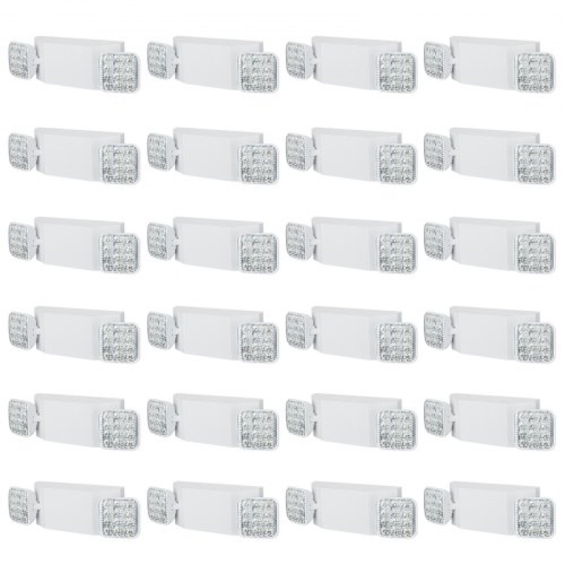VEVOR 24 Pack Εμπορικό φως έκτακτης ανάγκης, 3W, Λευκό LED φωτιστικά για έξοδο έκτακτης ανάγκης με εφεδρική μπαταρία 180 λεπτών ρυθμιζόμενη 2 LED τετράγωνη βάση κεφαλής, οροφής ή τοίχου για διακοπές ρεύματος σε επιχειρήσεις